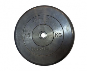Диск обрезиненный BARBELL ATLET 15 кг (диаметр 51 мм)