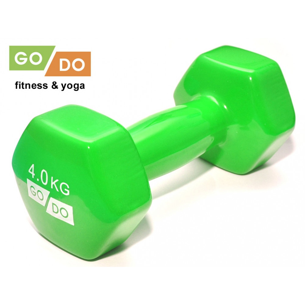 Гантель GO DO в виниловой оболочке. Вес 4 кг. (Зеленый)