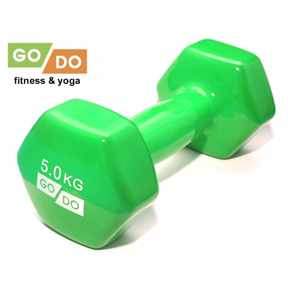 Гантель GO DO в виниловой оболочке. Вес 5 кг. (Зеленый)