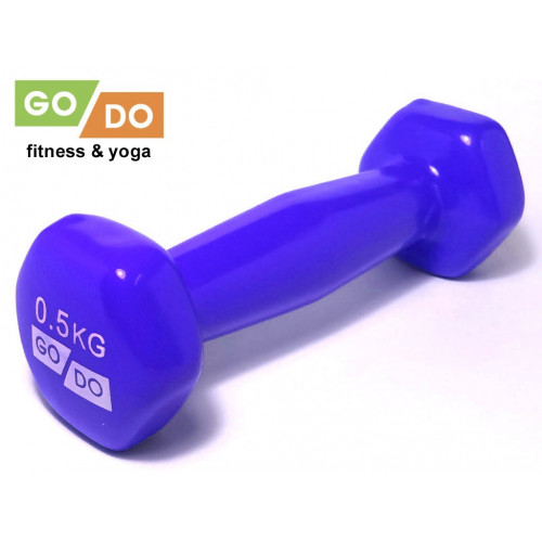 Гантель GO DO в виниловой оболочке. Вес 0,5 кг. (Синий)