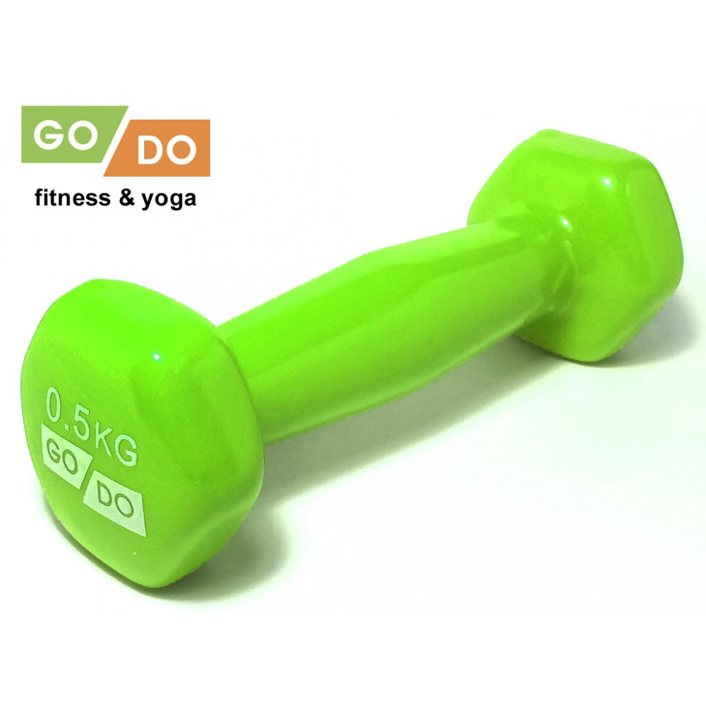 Гантель GO DO в виниловой оболочке. Вес 0,5 кг. (Зеленый)