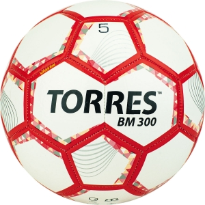 Мяч футб. TORRES BM 300, F320745, р.5, 28 пан.,гл.TPU,2подкл. слой, маш. сш., бело-серебр-крас.