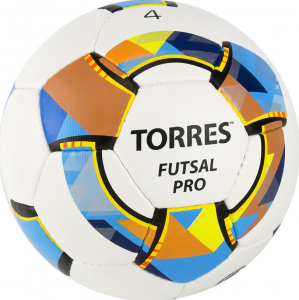 Мяч футзал. TORRES Futsal Pro, FS32024, р.4, 32 п. Micro, 4 подкл. сл, руч. сшив. бело-мультик