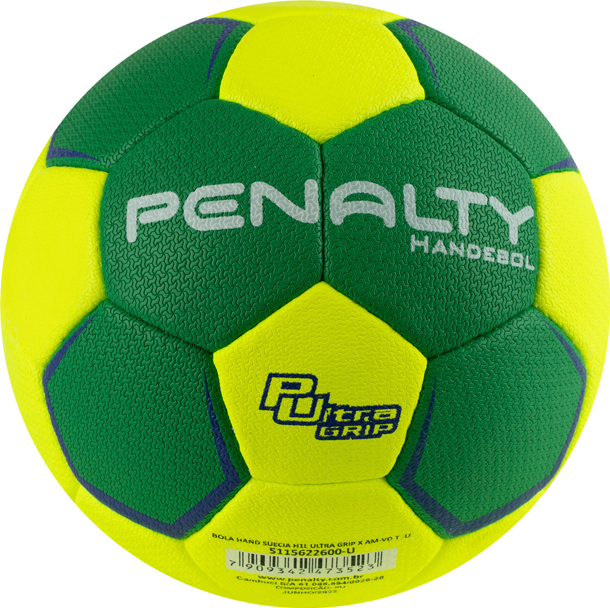 Мяч ганд. PENALTY HANDEBOL SUECIA H1L ULTRA GRIP INFANTIL, арт.5115622600-U, р.1,IHF,PU,рч.с,жел-зел