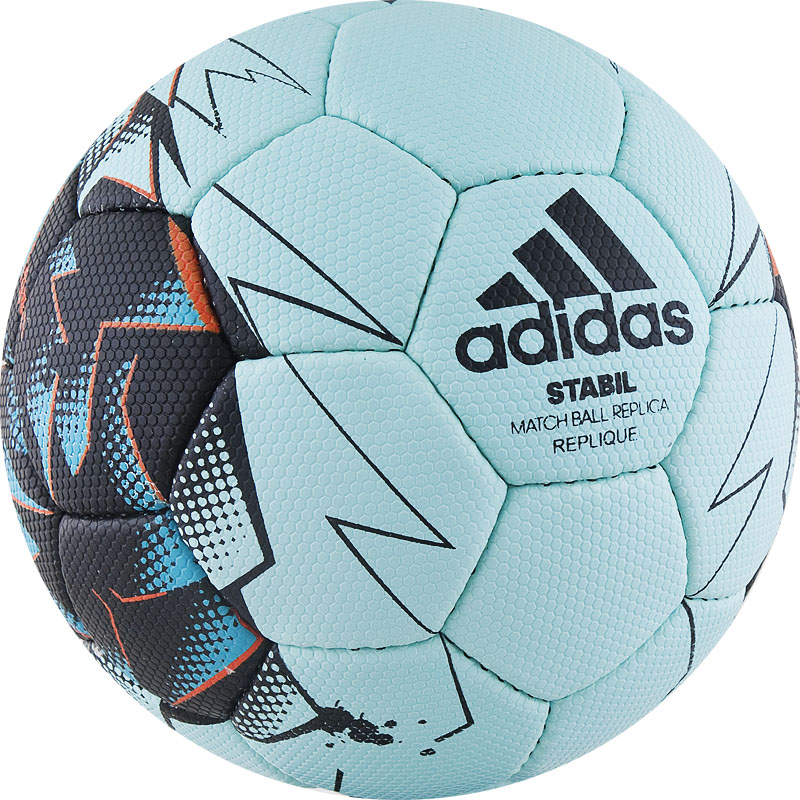 Мяч ганд. ADIDAS Stabil Replique CD8588, р.1, 32 пан, ПУ, руч.сш, бирюзово-сине-оранжевый