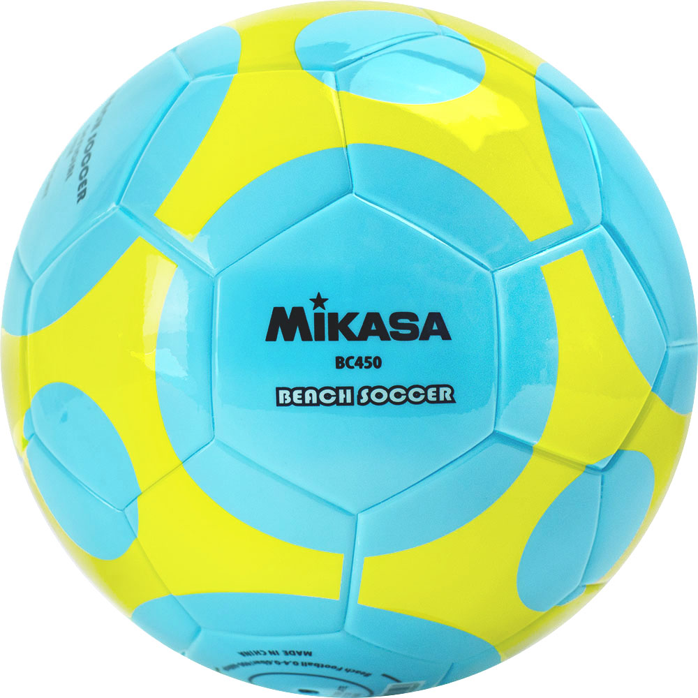 Мяч для пляж. футб. MIKASA BC450, р.5, 32пан, гл. ТПУ, термосш, бут.кам, голубо-желтый