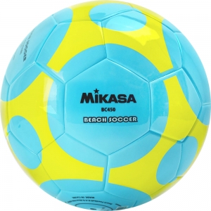 Мяч для пляж. футб. MIKASA BC450, р.5, 32пан, гл. ТПУ, термосш, бут.кам, голубо-желтый